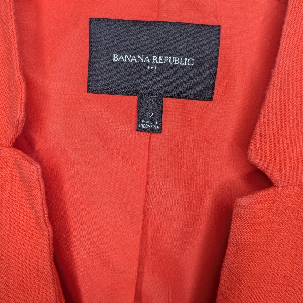Banana Republic Blazer Size 12 Coral Linen Blend Tailored One Button Workwear - Picture 9 of 13